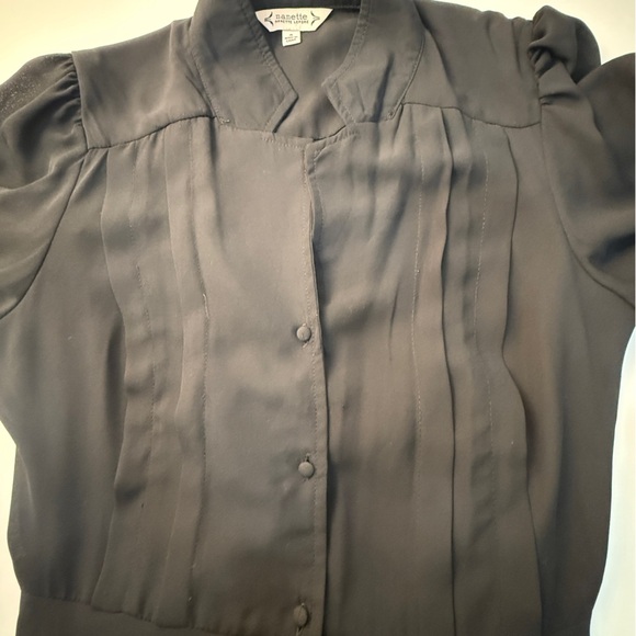 Nanette Lepore Black Button Up Midi Shirt Dress Fit and Flare Pin Tuck  Size 4 - Picture 8 of 11